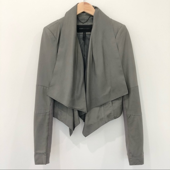 BCBGMaxAzria Jackets & Blazers - BCBG “Sienna” drape front leather jacket